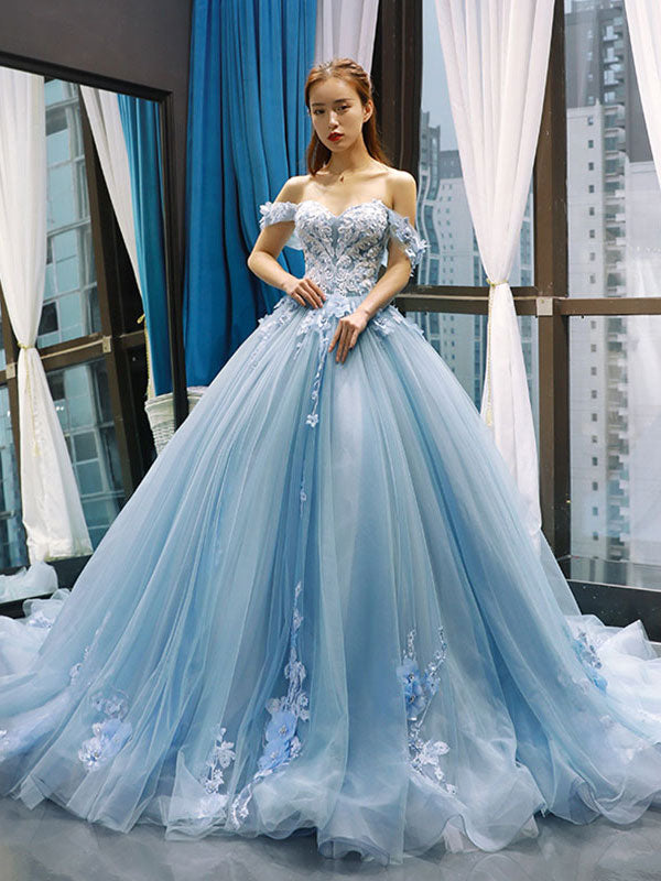 tulle prom dress blue Sheath Royal Dresses V Neck Royal BLue / Custom Size Length Fabric Blue off shoulder tulle lace