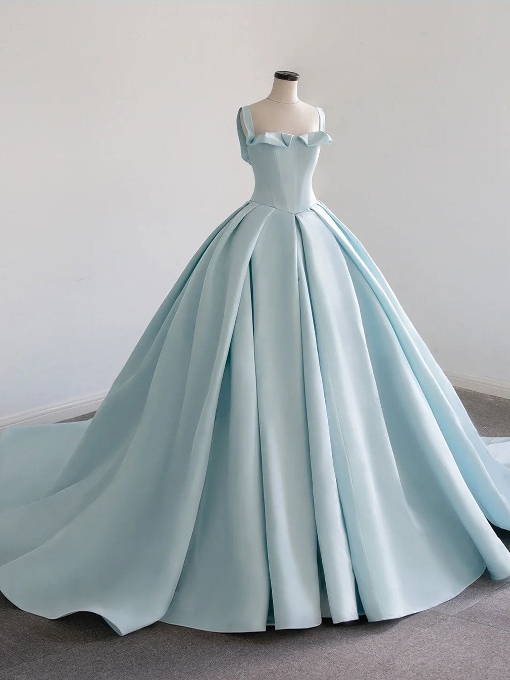 Blue satin long prom dress, blue sweet 16 dress toptby Blue satin long prom dress, blue sweet 16 dress toptby