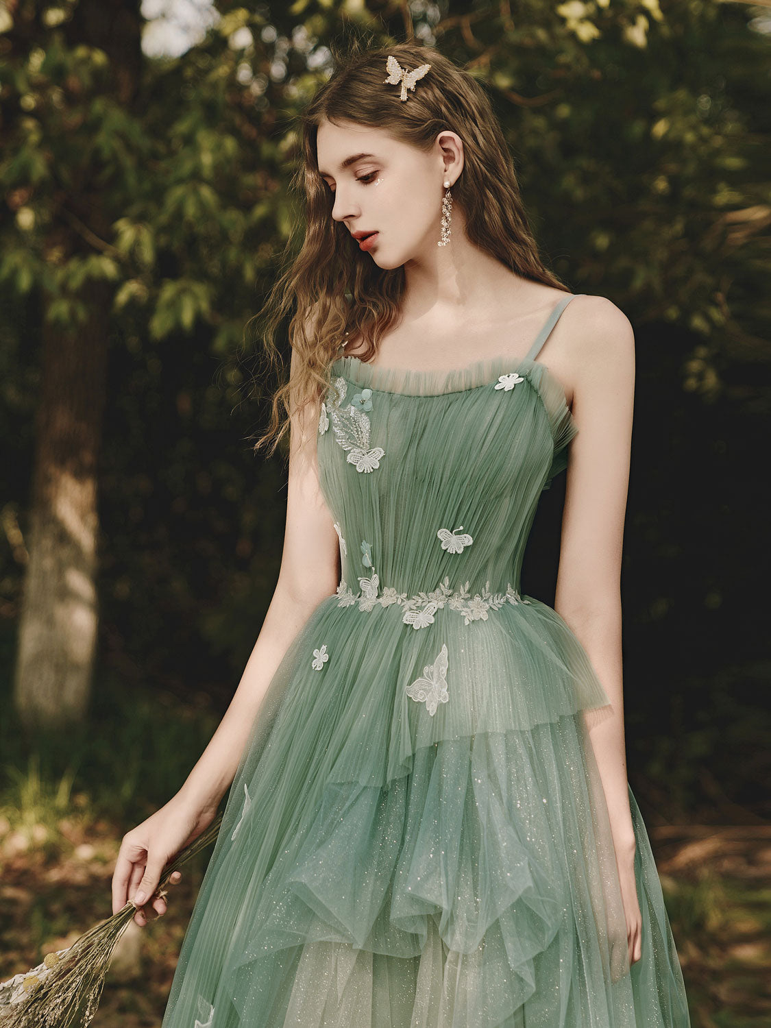 Moss green cheap evening gowns