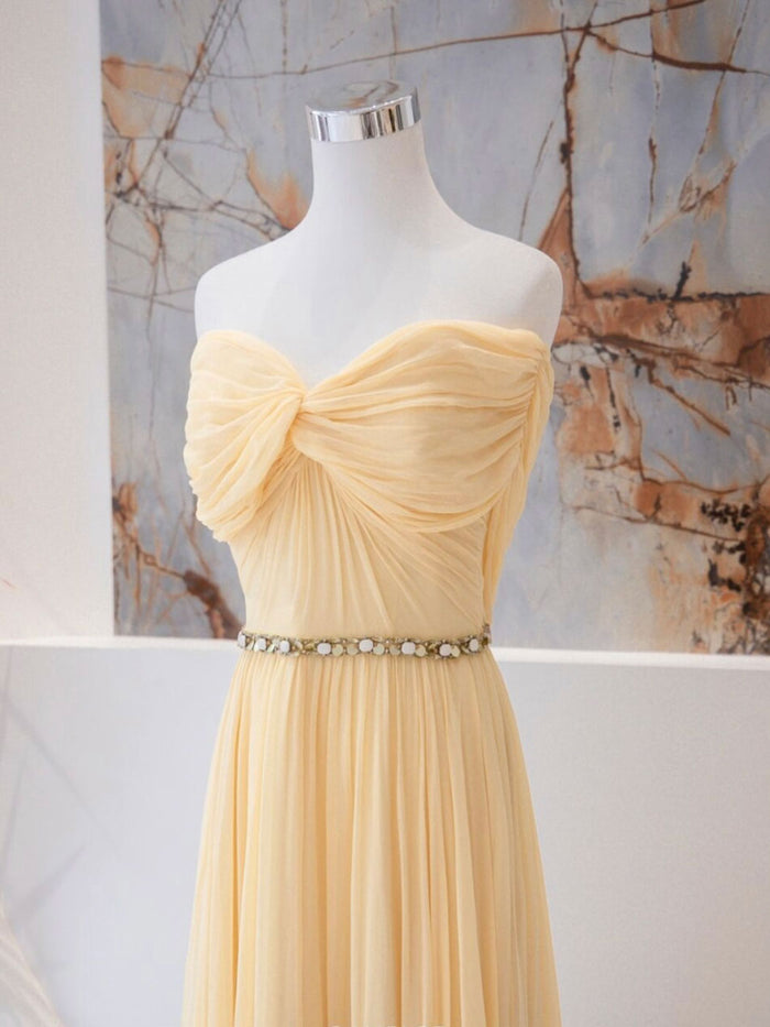 A-line Sweetheart Neck Chiffon Long Prom Dress, Chiffon Formal Evening Dress