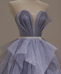 Purple tulle sequin long prom dress purple sequin evening dress