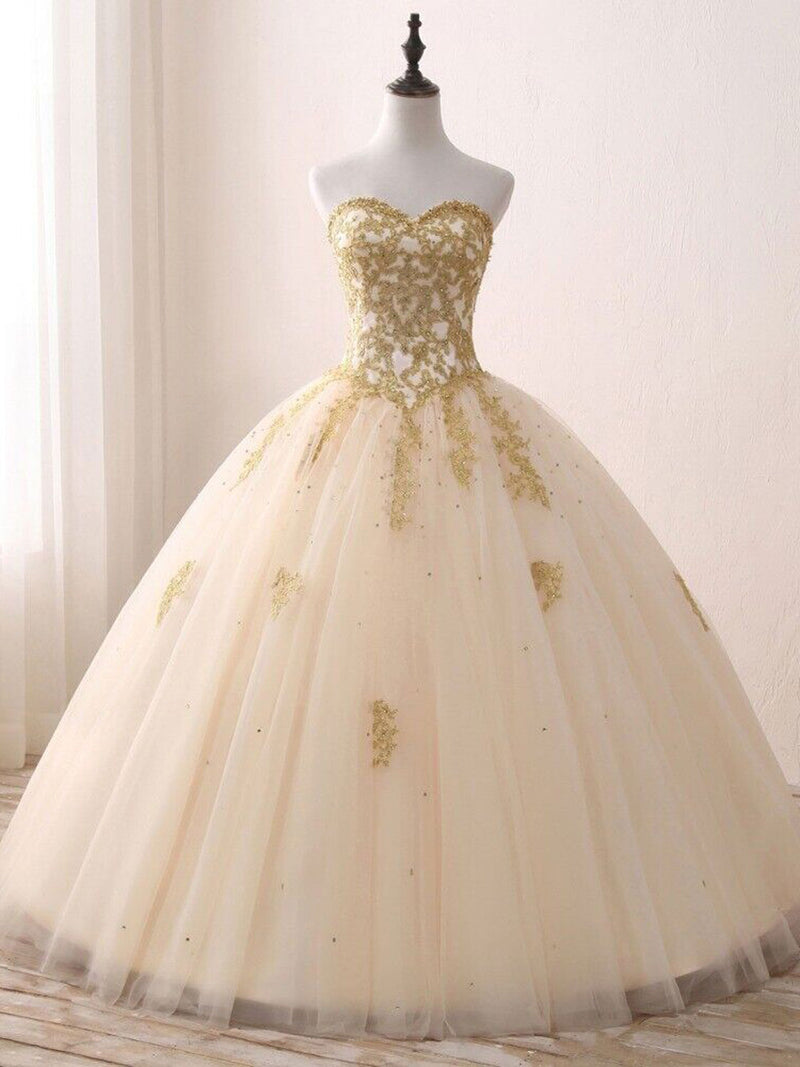 sweet 16 champagne dresses Champagne Lace Applique Quinceanera Dresses Extra Long Sleeve Sweet 16 Dresses 21426 Champagne / 16W