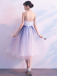 Cute tulle lace applique short prom dress, tulle evening dress