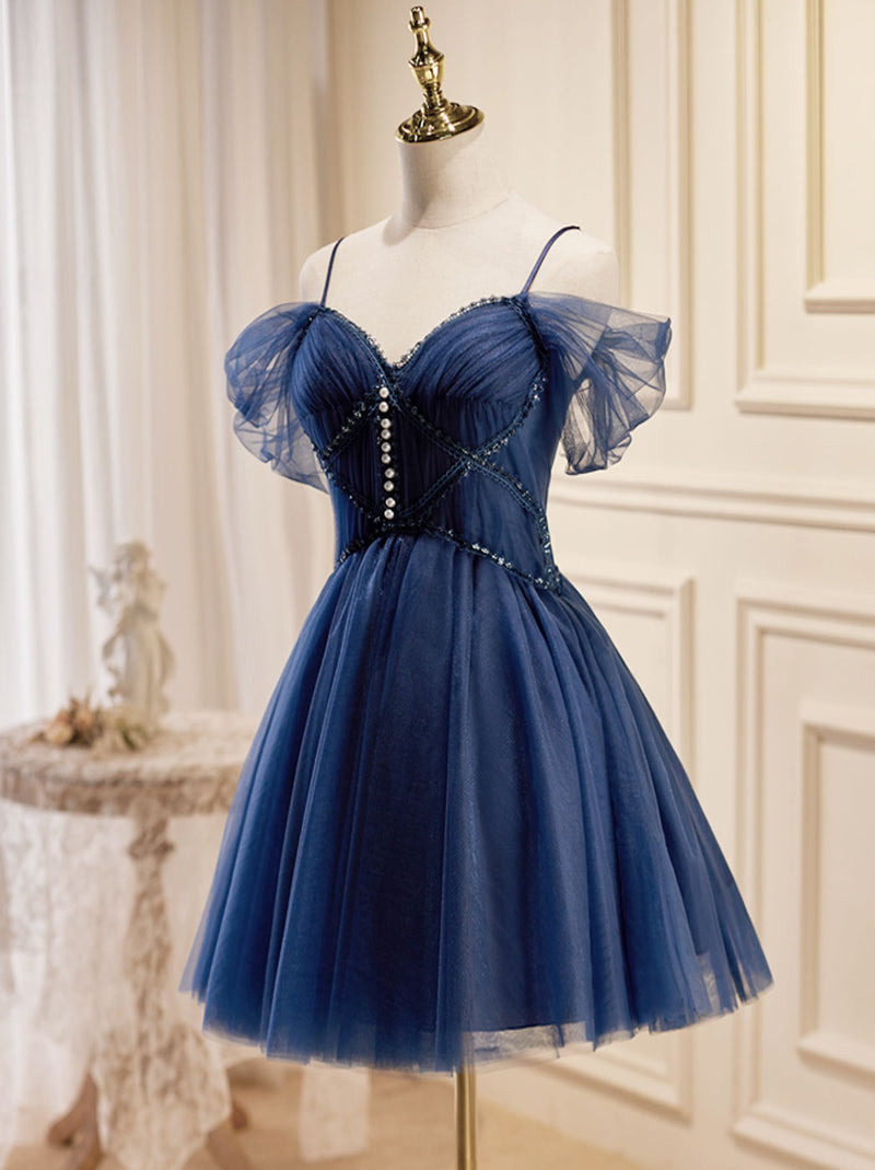 Dark Blue A-Line Short Prom Dresses, Dark Blue Homecoming Dress toptby Dark Blue A-Line Short Prom Dresses, Dark Blue Homecoming Dress toptby