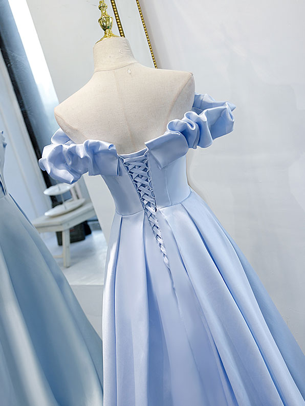Simple blue off shoulder long prom dress, blue evening dress toptby Simple blue off shoulder long prom dress, blue evening dress toptby