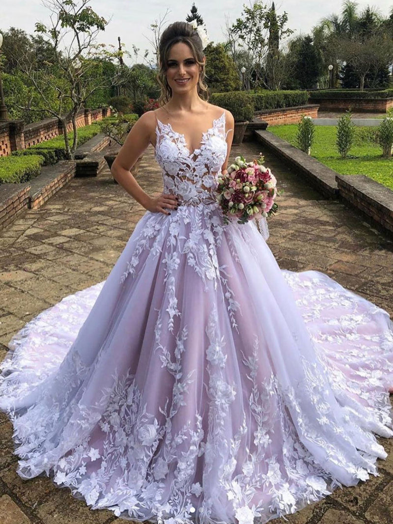 Unique tulle lace long prom dress, tulle lace long wedding dress