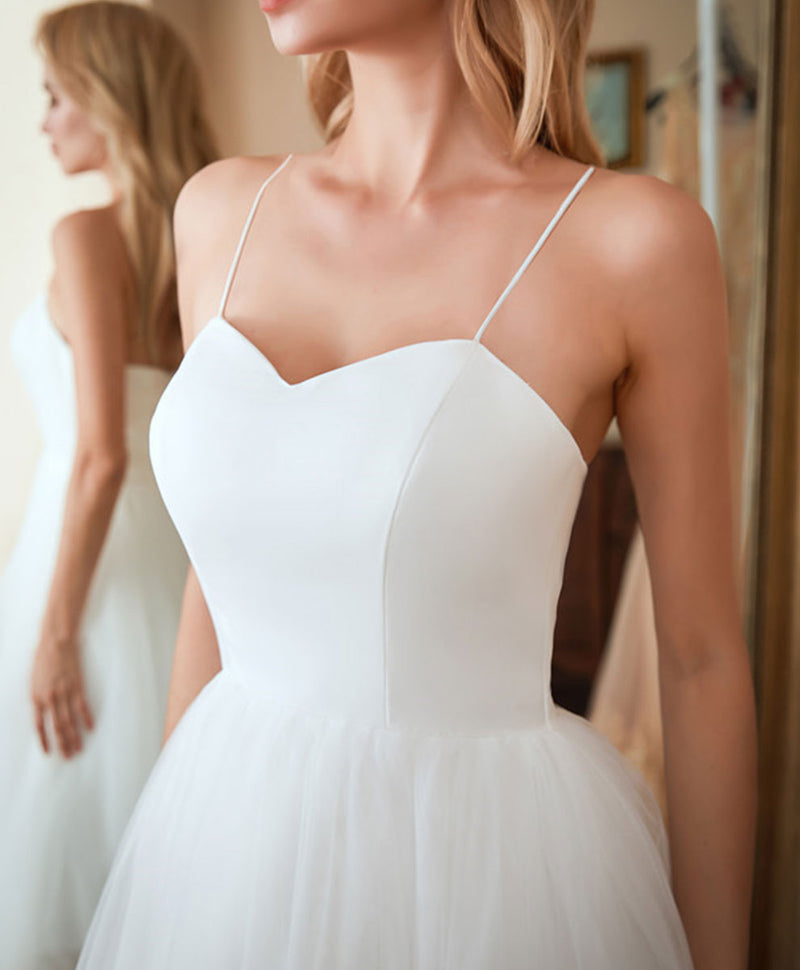White tulle short prom dress white bridesmaid dress