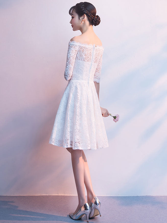 White  prom dress lace Prom Dress, White Lace Homecoming Dresses