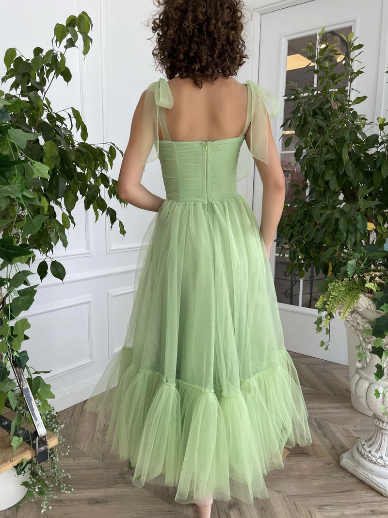 Simple green tea length prom dress, green evening dress toptby Simple green tea length prom dress, green evening dress toptby