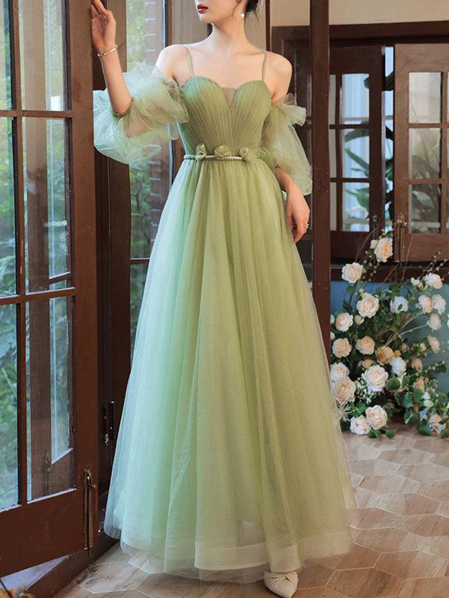Simple green tulle bridesmaid dress, green tulle formal dress Simple green tulle bridesmaid dress, green tulle formal dress