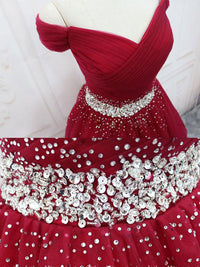 Burgundy tulle sequin short prom dress, burgundy homecoming dress
