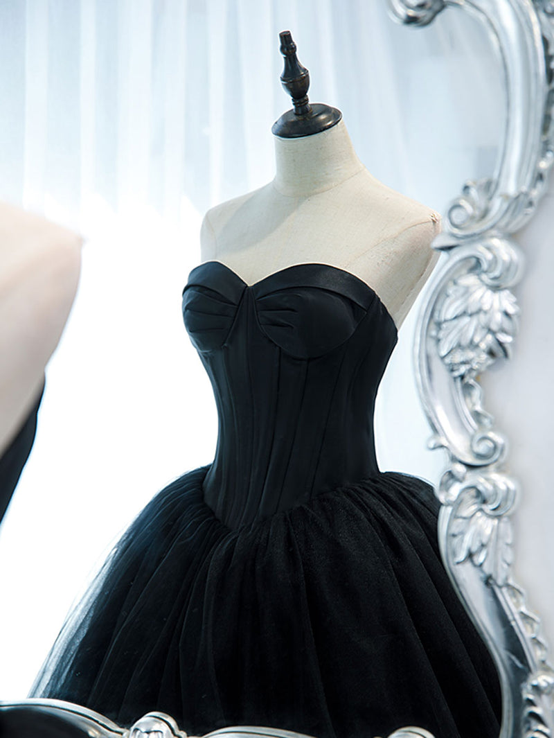 Black tulle long prom dress, black tulle formal dress