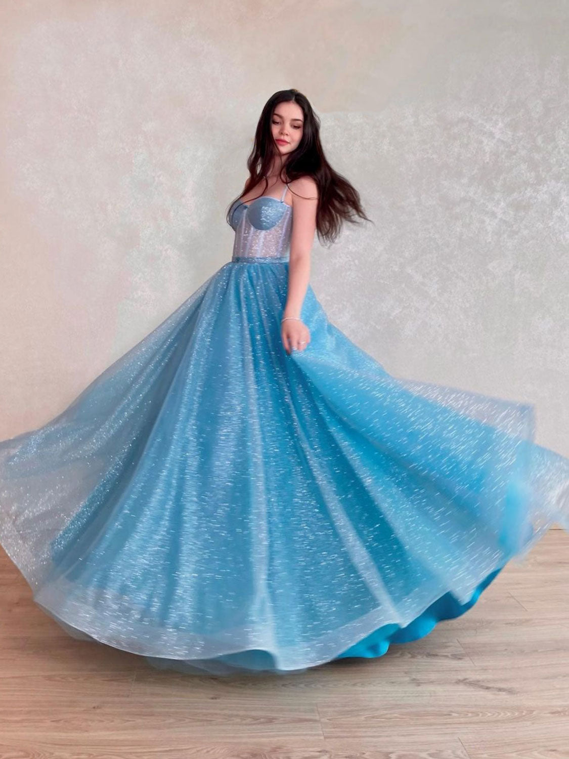 Baby Blue Prom Dress Sweetheart Neckline