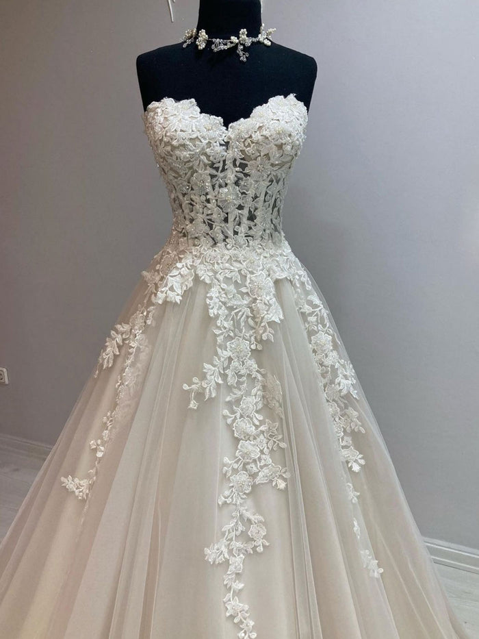 White tulle sequin long prom dress white evening dress – dresstby