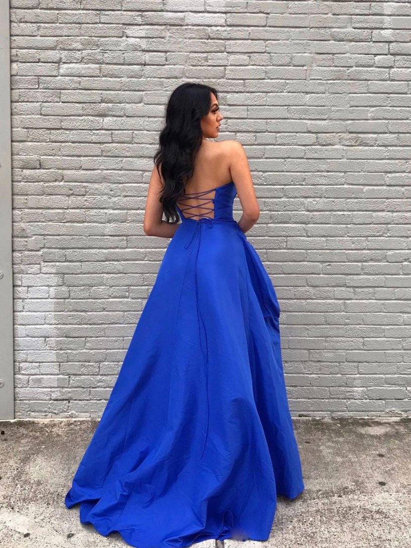 blue evening dress ,Simple blue satin long prom dress, toptby blue evening dress ,Simple blue satin long prom dress, toptby