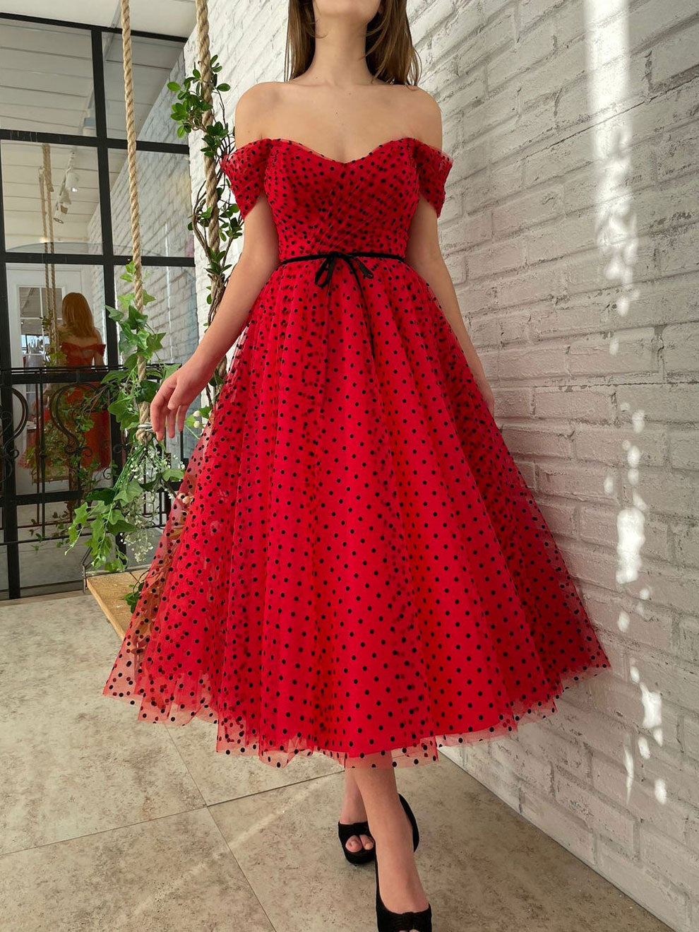 A line Off Shoulder Burgundy Prom Dresses, Tea Length Burgundy Homecoming Dresses A line Off Shoulder Burgundy Prom Dresses, Tea Length Burgundy Homecoming Dresses