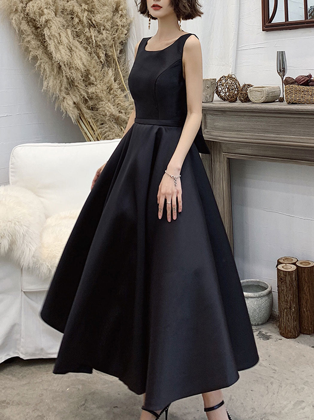 Buy Simple Black A-line Off the Shoulder Satin Prom Dresses Long Party  Dresses uk JS402 Online – jolilis