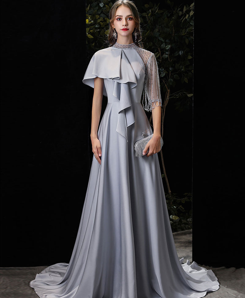 Gray chiffon long prom dress gray chiffon evening dress – toptby