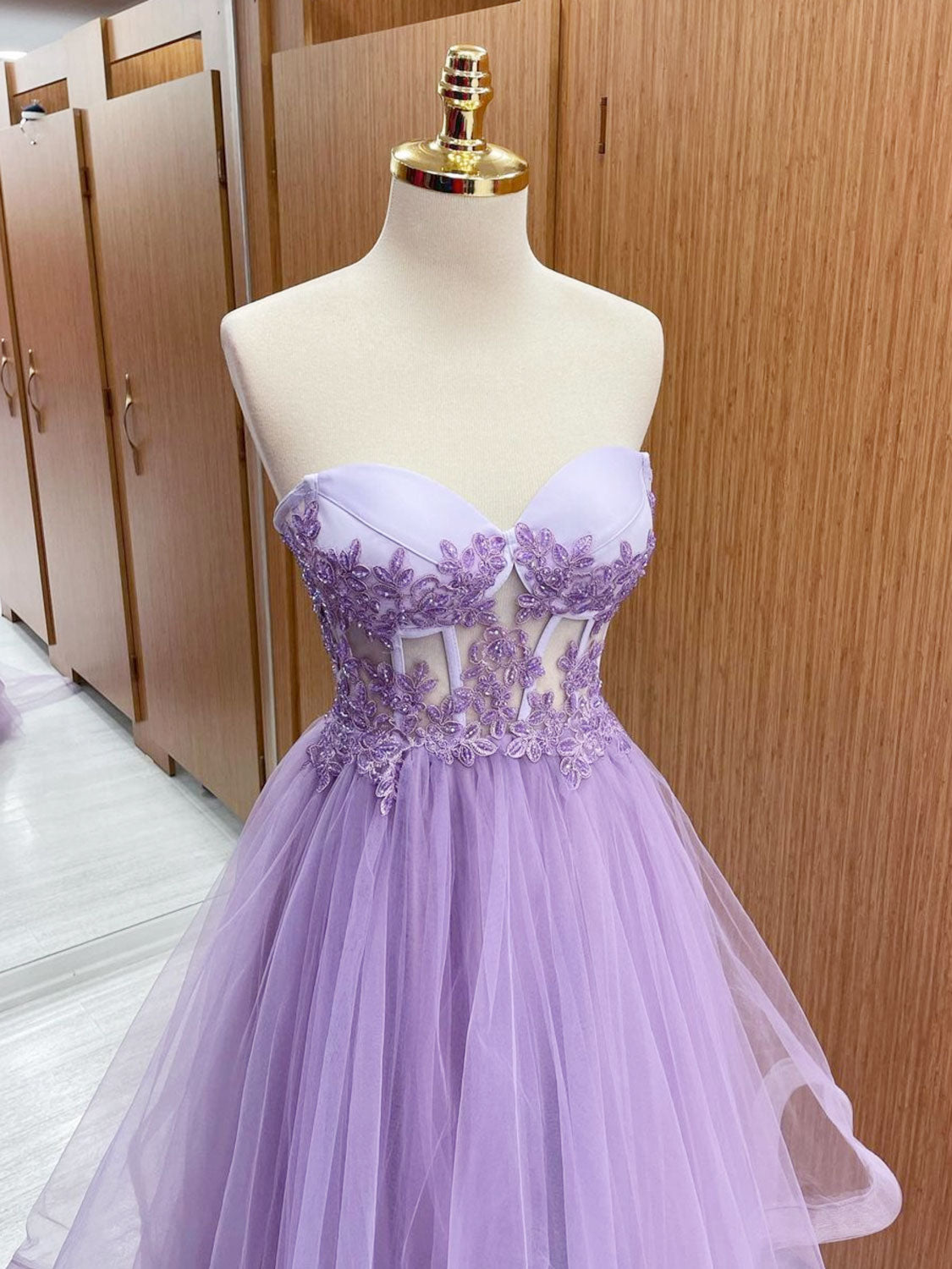 A Line Sweetheart Neck Purple Tulle Long Prom Dresses, Sweetheart Neck  Purple Tulle Long Formal Evening Dresses