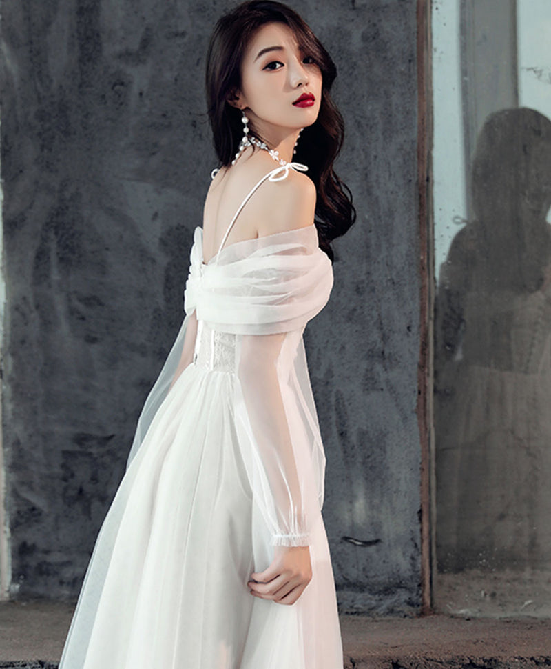 White sweetheart off shoulder tulle short prom dress – toptby
