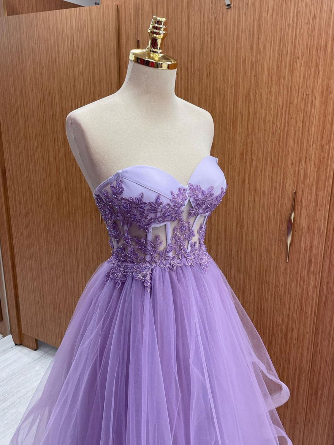 Lavender Short Tulle and Lace Dress