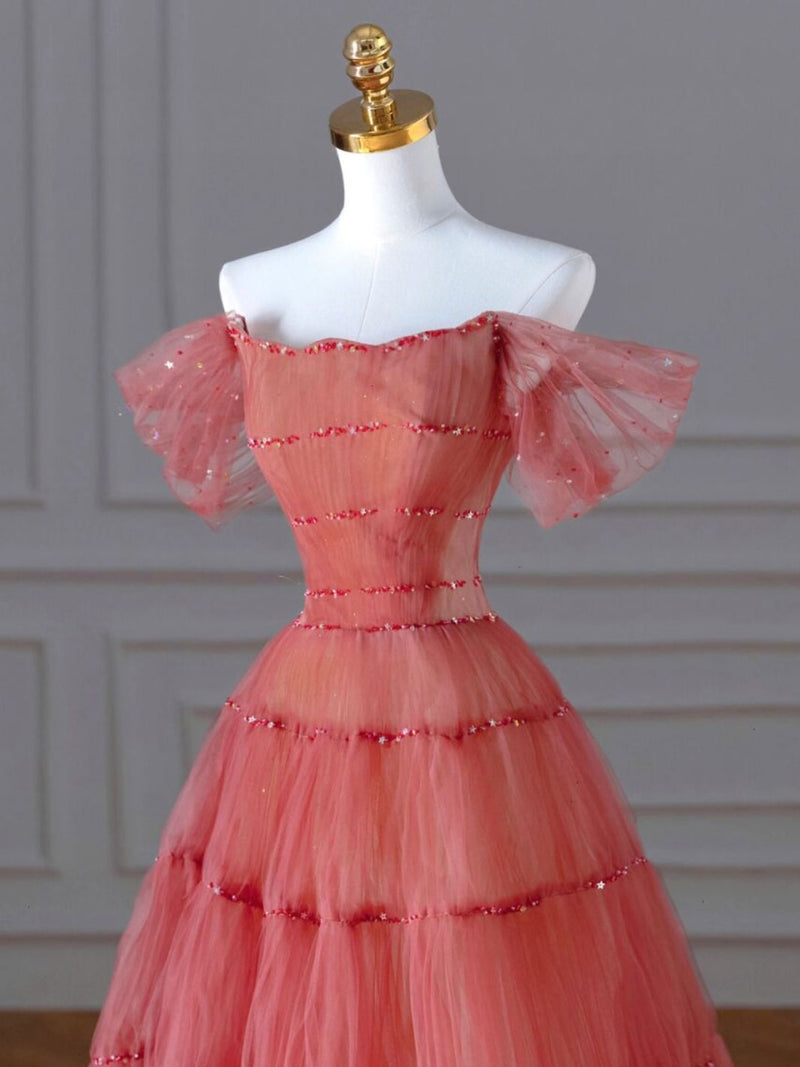 Aline Off Shoulder Long Prom Dresses, Red Formal Graduation Dress With toptby Aline Off Shoulder Long Prom Dresses, Red Formal Graduation Dress With toptby