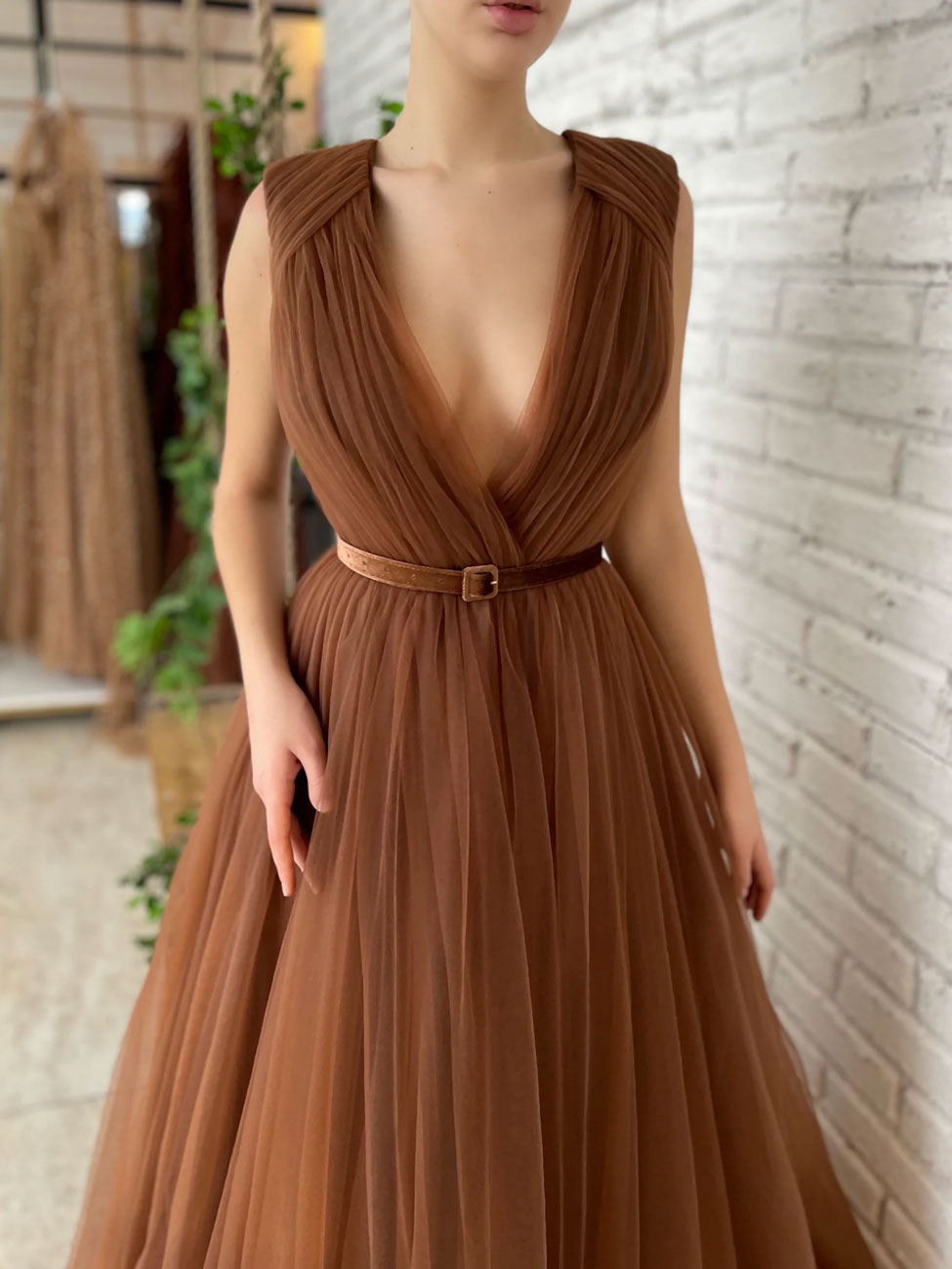 Simple Brown Long Prom Dresses, Brown Formal Evening Dresses – toptby