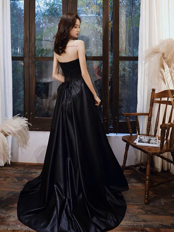 Unique Black Tulle Long Prom Dresses, Black Formal Evening Dresses