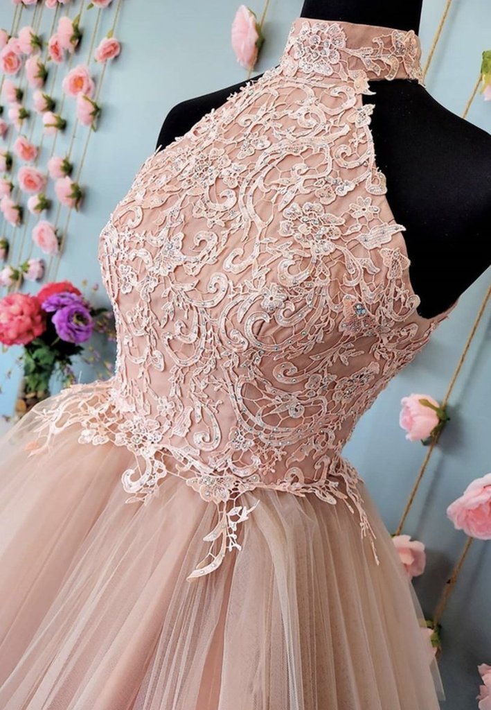 Champagne tulle lace short prom dress champagne homecoming dress