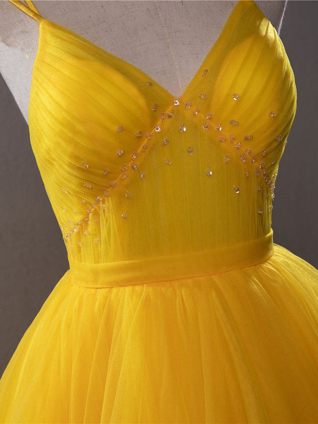 Yellow v neck tulle long prom dress high low long yellow graduation dr toptby Yellow v neck tulle long prom dress high low long yellow graduation dr toptby