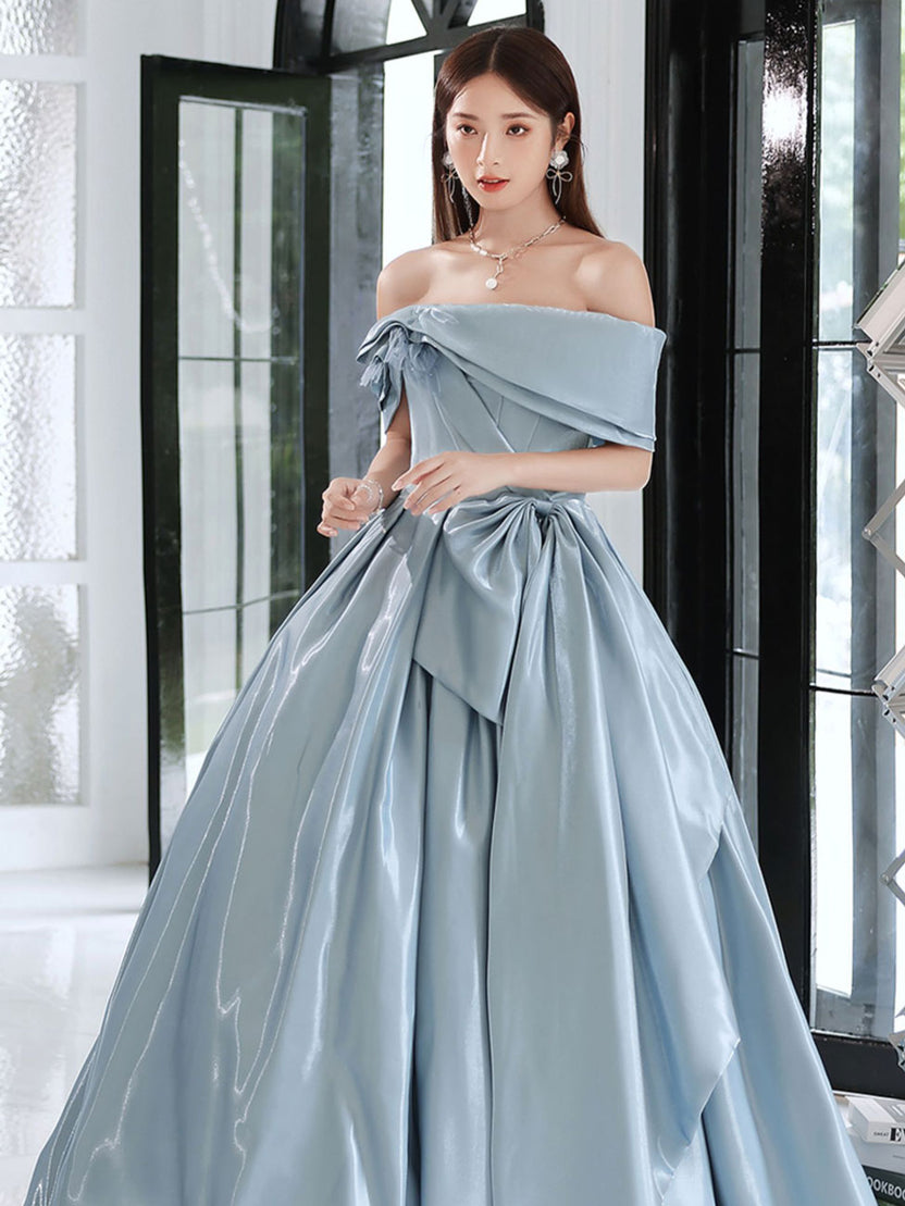 Blue Satin Long Prom Dress, Blue Formal Evening Dresses – toptby