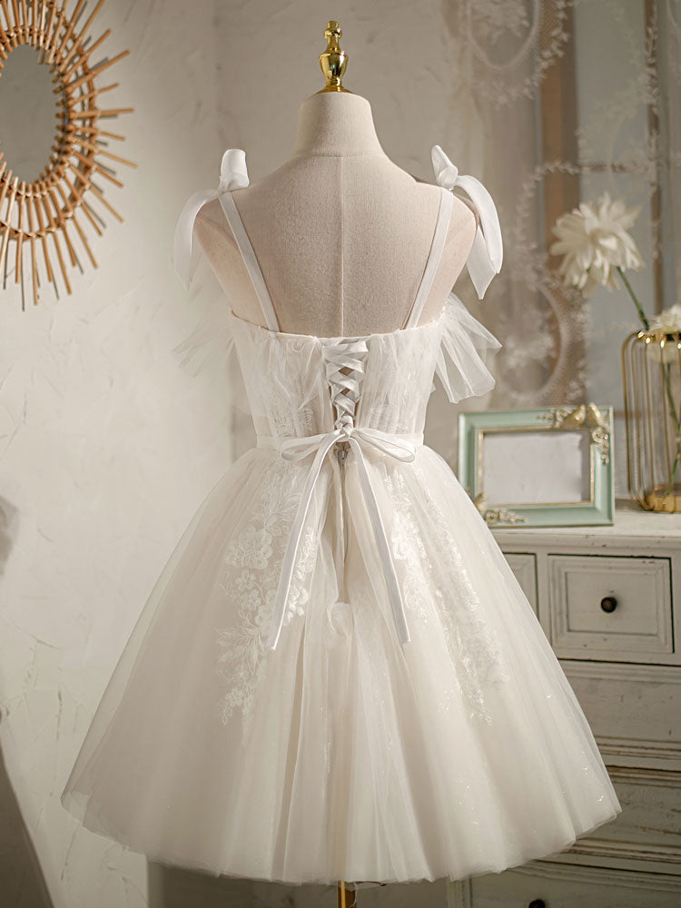 white sweetheart neckline short dress Strapless Satin Ruffle Dress With Floral Detail 40041