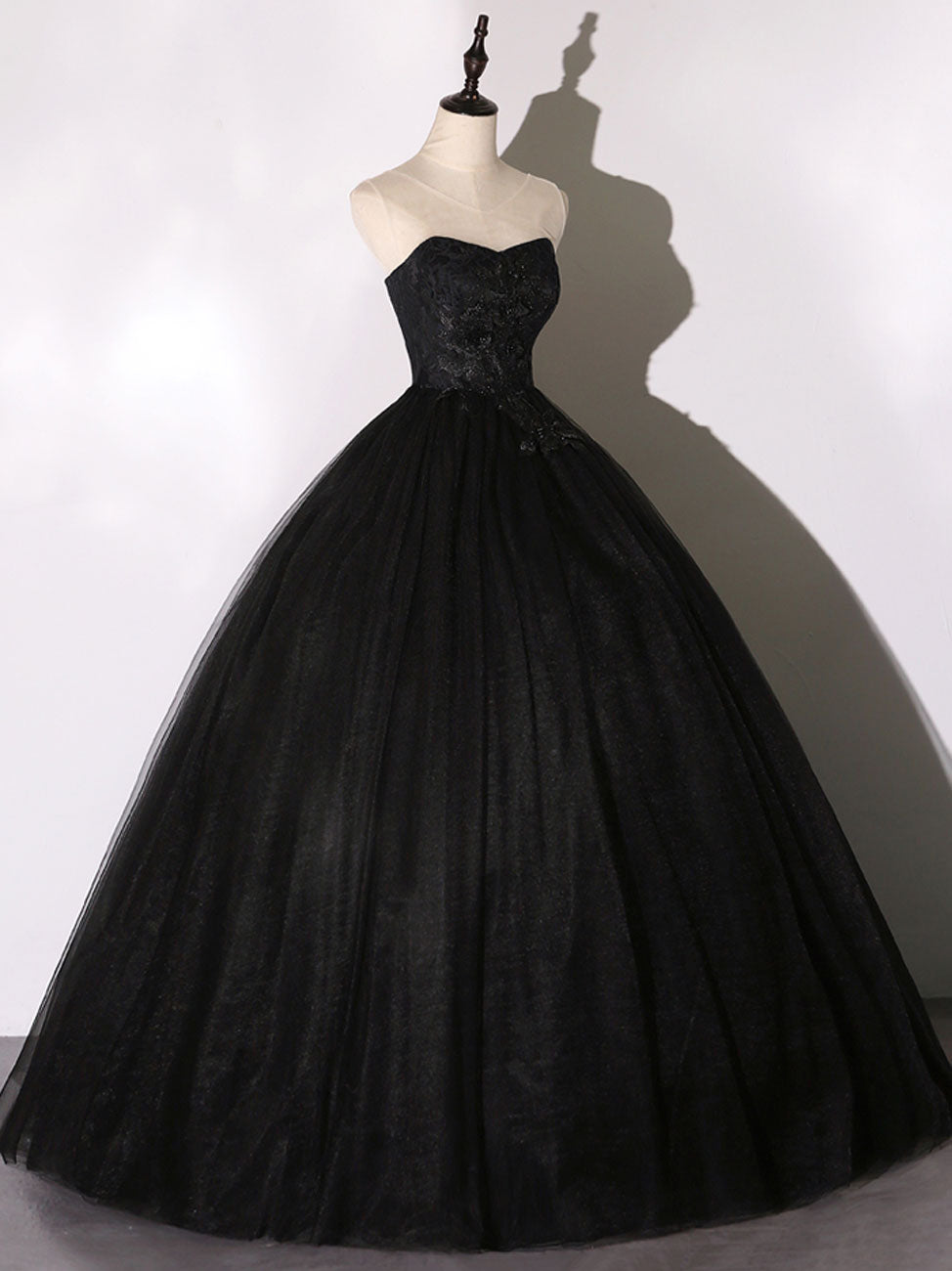 Black Tulle Lace Long Prom Dress, Black Lace Sweet 16 Dress toptby Black Tulle Lace Long Prom Dress, Black Lace Sweet 16 Dress toptby