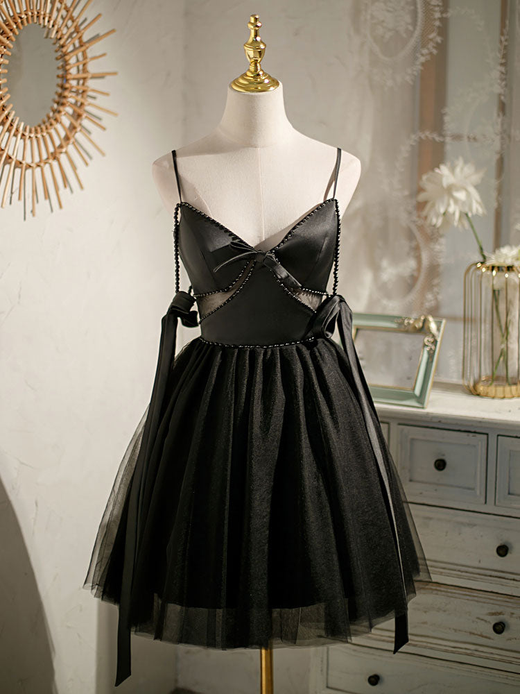 Black tulle short prom dress, black homecoming dress toptby Black tulle short prom dress, black homecoming dress toptby
