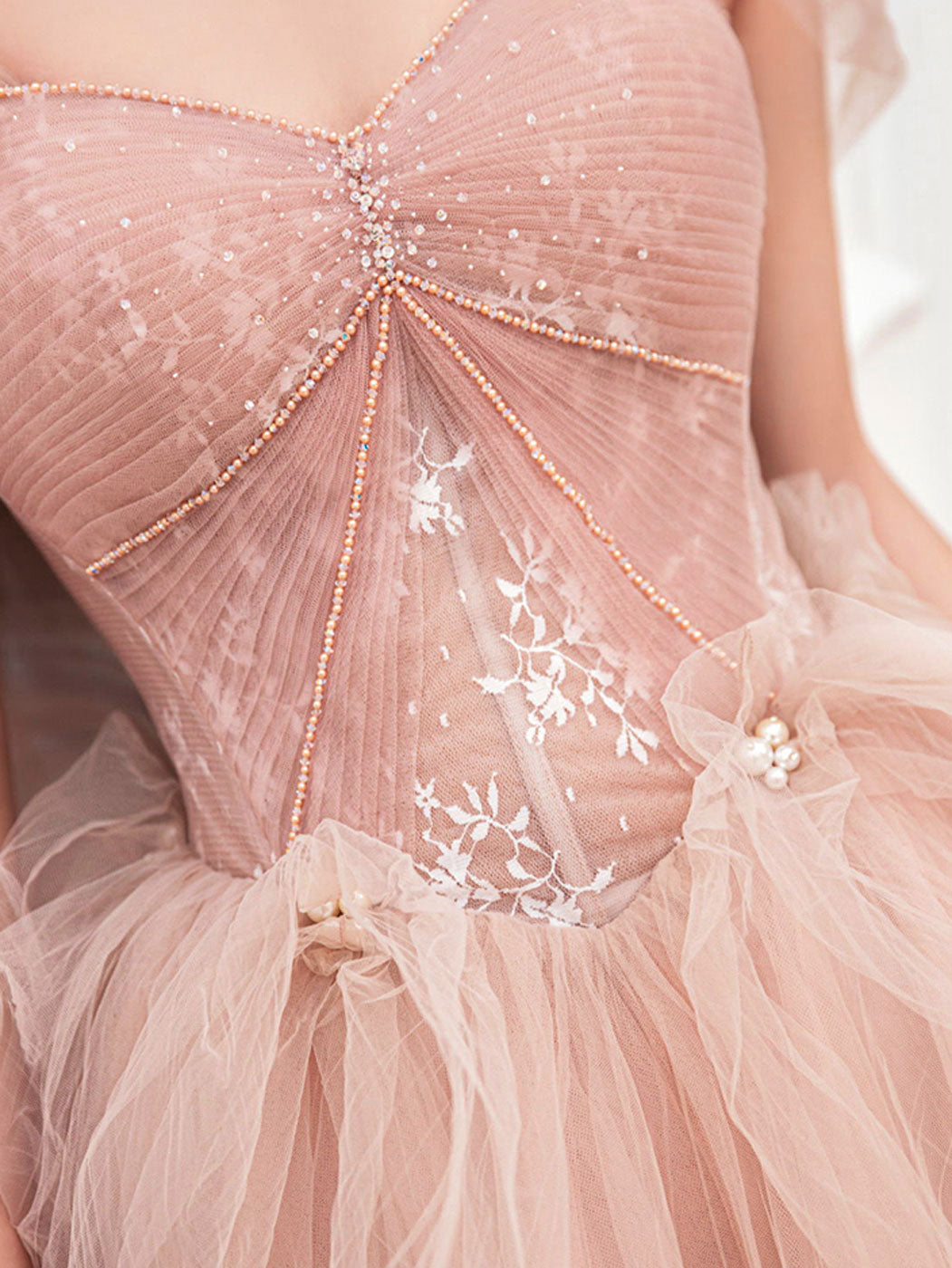 light pink sweetheart neckline prom dress Amarra 89509 Long Lace Prom Corset Ball Gown