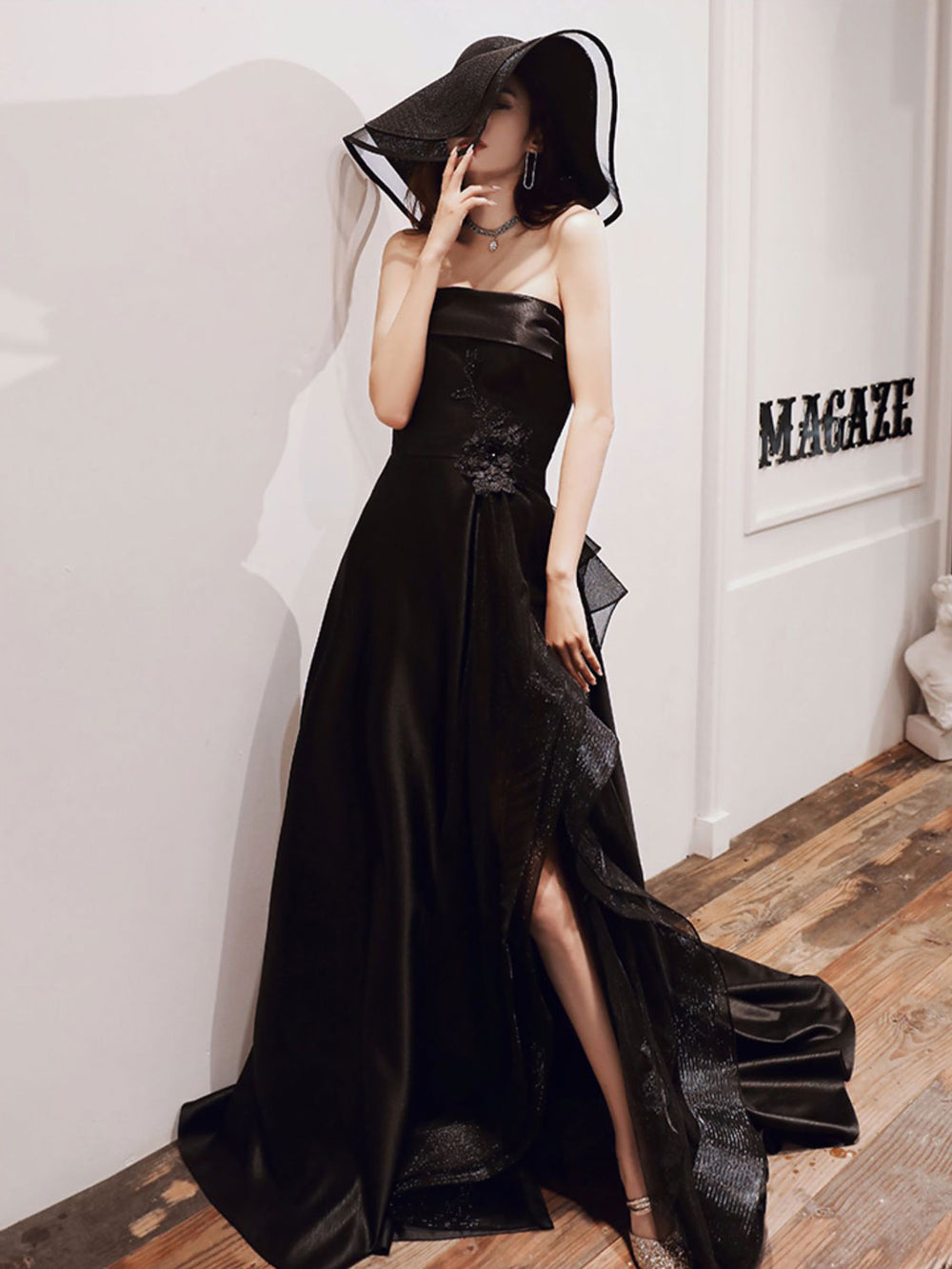 Unique Black Tulle Long Prom Dresses, Black Formal Evening Dresses – toptby