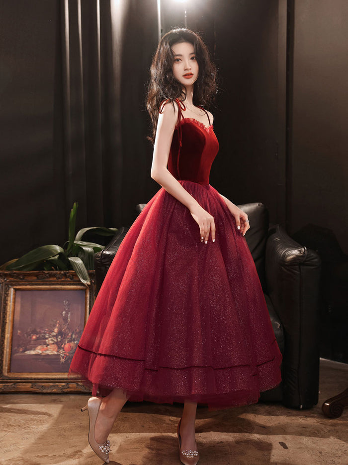 Burgundy sweetheart tulle short prom dress, burgundy homecoming dress