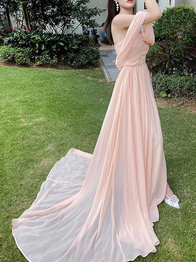 Simple Chiffon Pink Long Prom Dresses, Pink Formal Evening Dress toptby Simple Chiffon Pink Long Prom Dresses, Pink Formal Evening Dress toptby