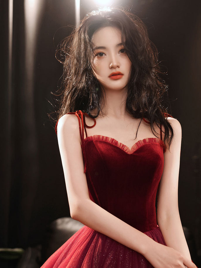 dark maroon homecoming dresses Custom Made A Line Sweetheart Neck Dark Red Short Prom Dress, Homecomi jbydress