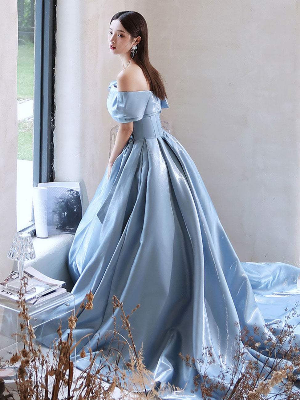 Blue Satin Long Prom Dress, Blue Formal Evening Dresses toptby Blue Satin Long Prom Dress, Blue Formal Evening Dresses toptby