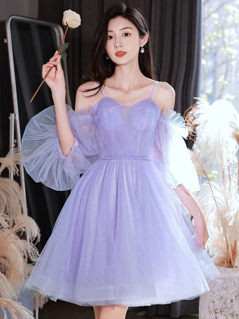 Purple tulle short prom dress, purple homecoming dress toptby Purple tulle short prom dress, purple homecoming dress toptby