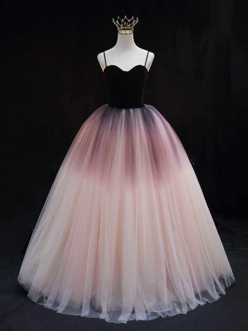 Unique sweetheart neck tulle long prom dress