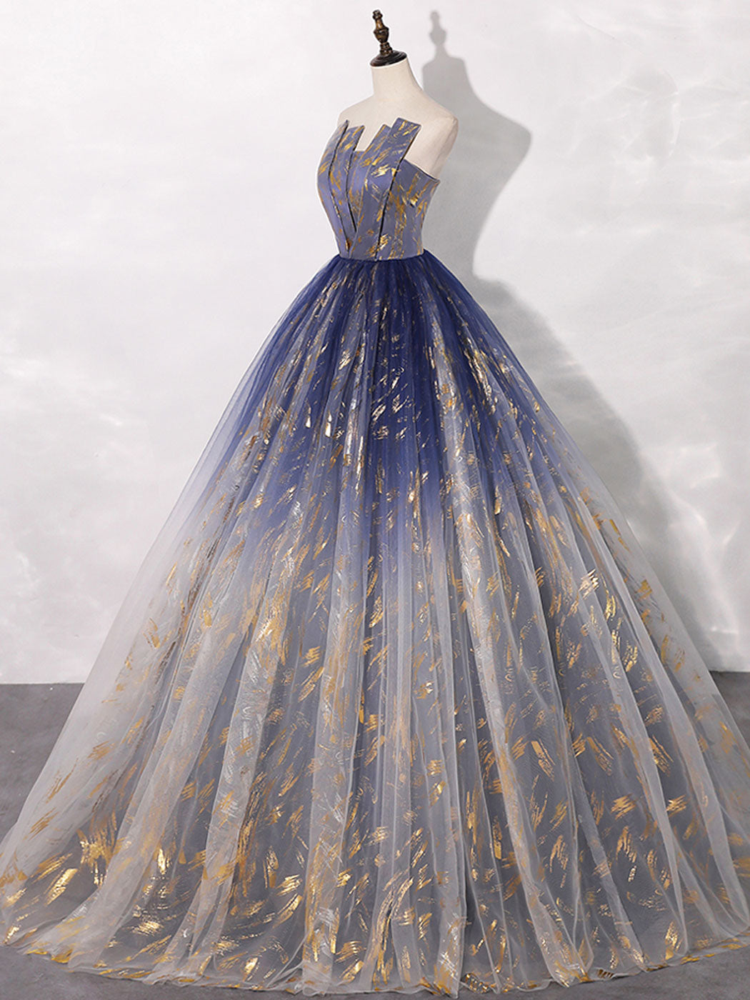 A-Line Tulle Blue Long Prom Dress, Blue Tulle Long Evening Dresses toptby A-Line Tulle Blue Long Prom Dress, Blue Tulle Long Evening Dresses toptby