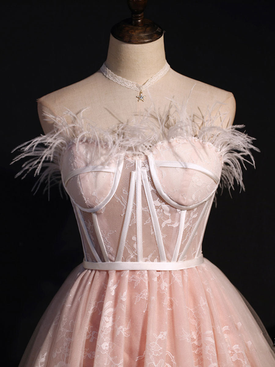 Cute sweetheart neck tulle short prom dress pink tulle homecoming dress