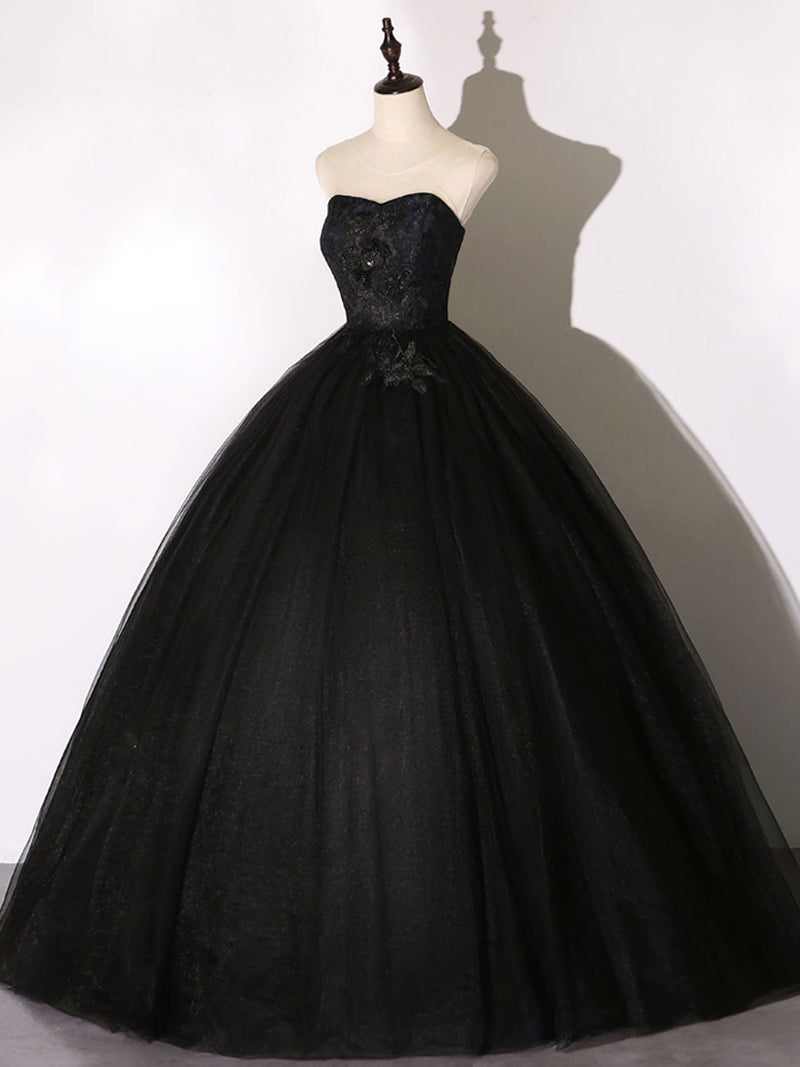 black sweet 16 dress black sweet 16 dresses Black Sweetheart Tulle Long Evening Dress, Black Sweet 16 Gowns-parroquiadesanalbertomagno.com