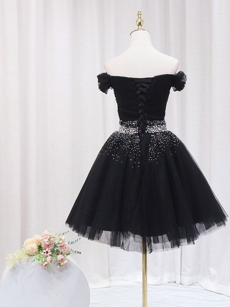 Black Prom Short In Front Long In Back Homecoming Dress Simple A Line Spaghetti Straps Black Black Prom Short In Front Long In Back Homecoming Dress Simple A Line Spaghetti Straps Black