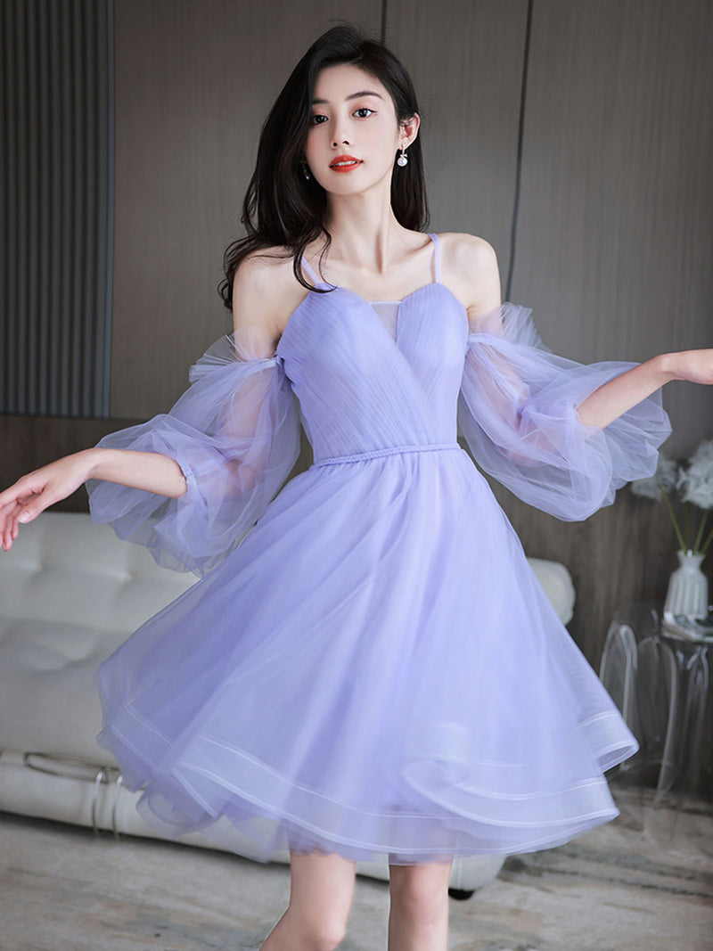 Purple tulle short prom dress, purple homecoming dress toptby Purple tulle short prom dress, purple homecoming dress toptby