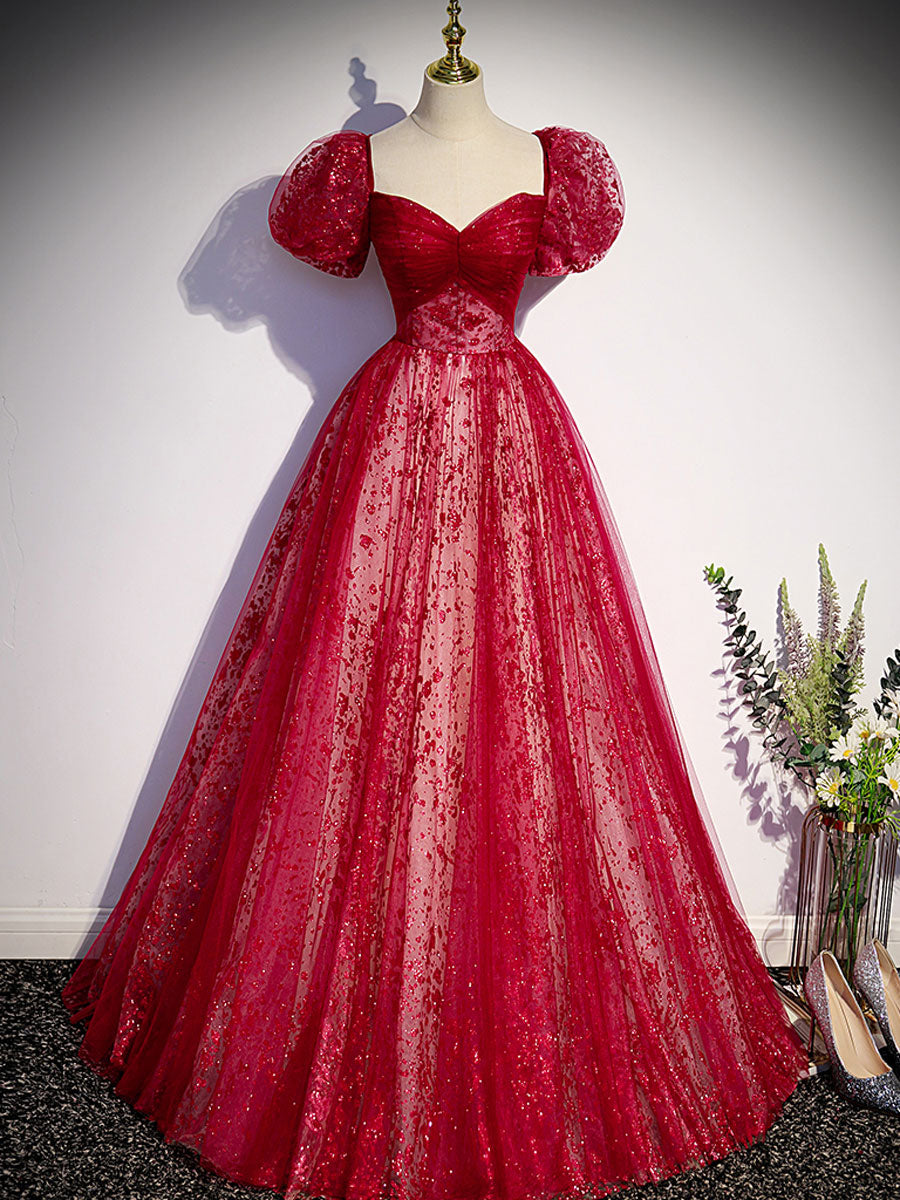burgundy prom dresses a line Burgundy Evening Dress Satin Long Spaghetti Straps A-line 2025 main image 0