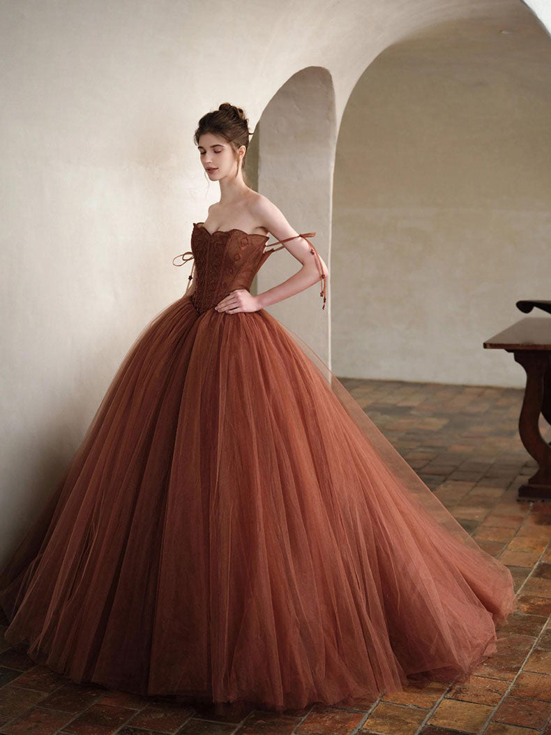 Unique tulle beads long prom dress, tulle formal dress toptby Unique tulle beads long prom dress, tulle formal dress toptby
