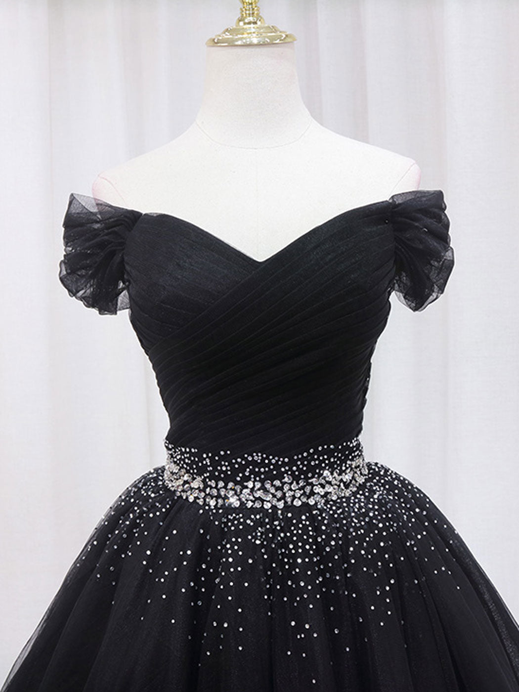 Black V Neck Short Prom Dress Black Homecoming Dress with Sequin toptby